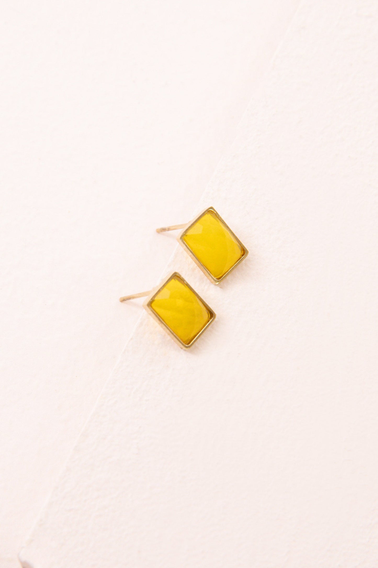 Hugo Rectangle Stone Earrings | Yellow