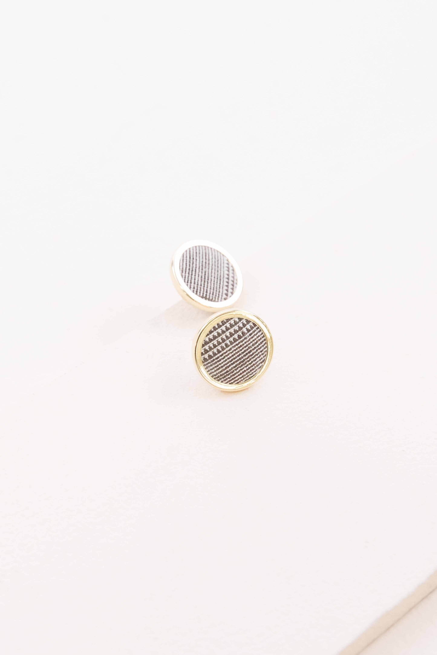 Plaid Button Earrings