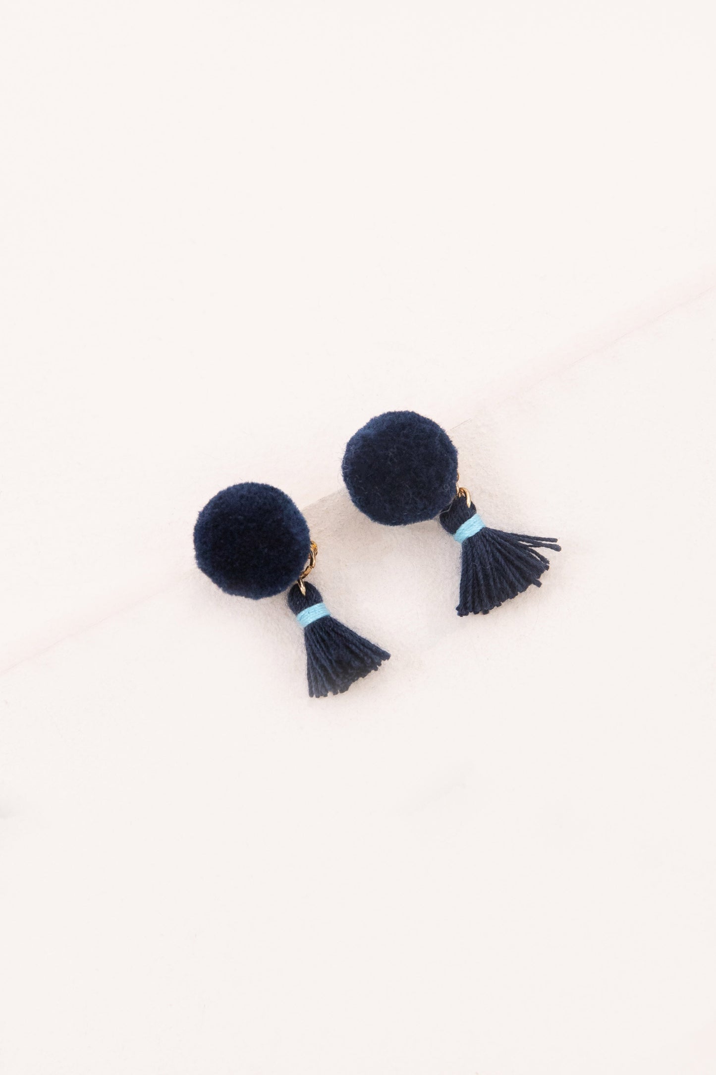 Pom Tassel Earrings | Navy