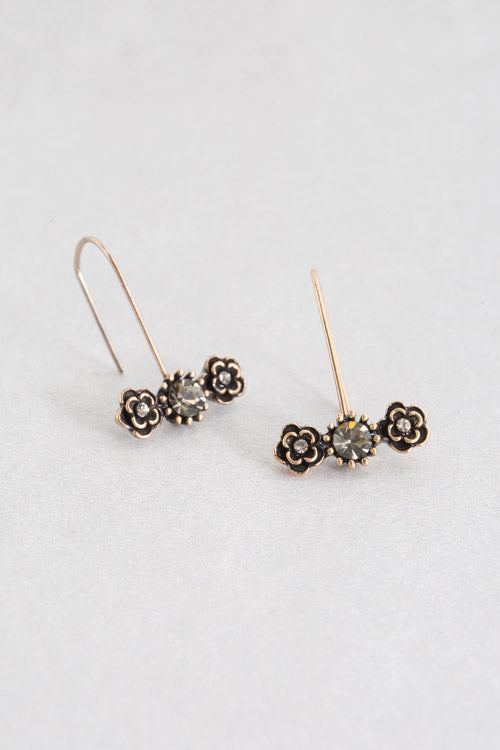 Slate Rose Hook Earrings