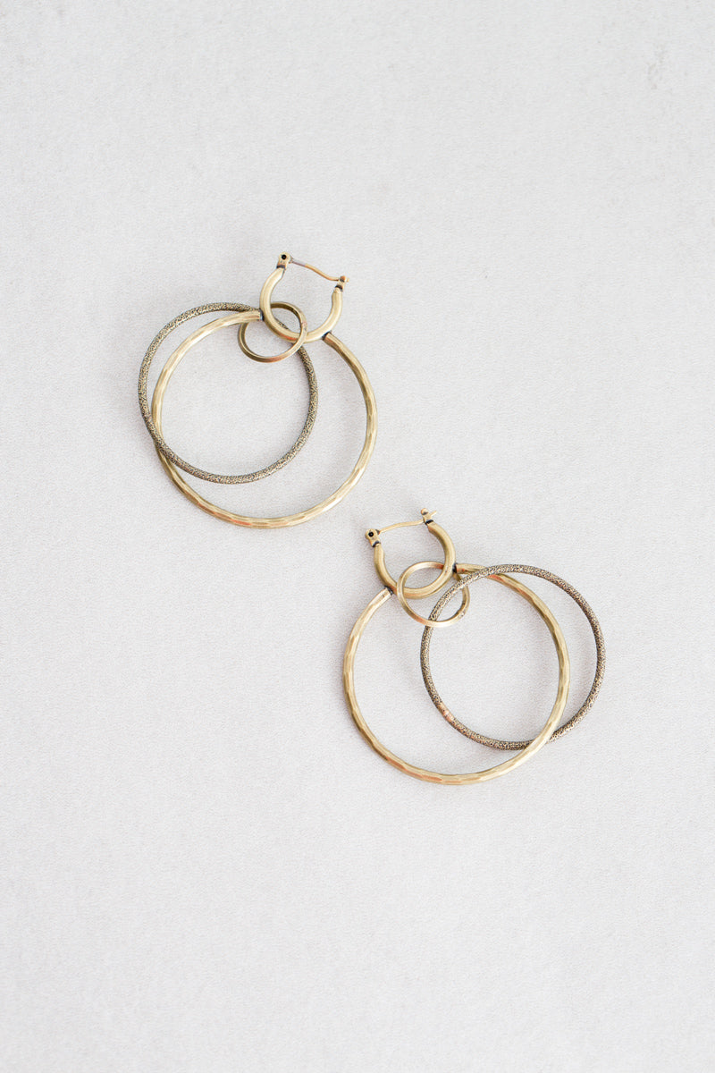Wild Heart Rustic Hoop Earrings | Gold
