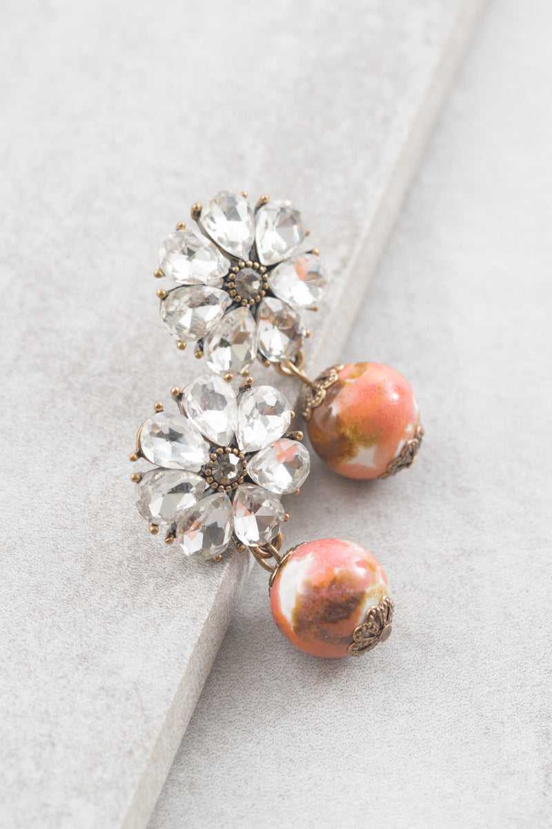 Peach Wood Blossom Drop Earrings