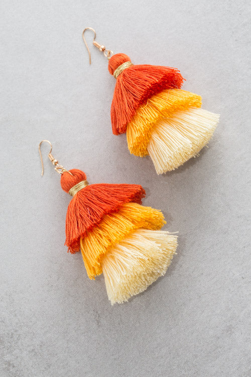 Santeria Sway Tassel Earrings | Orange