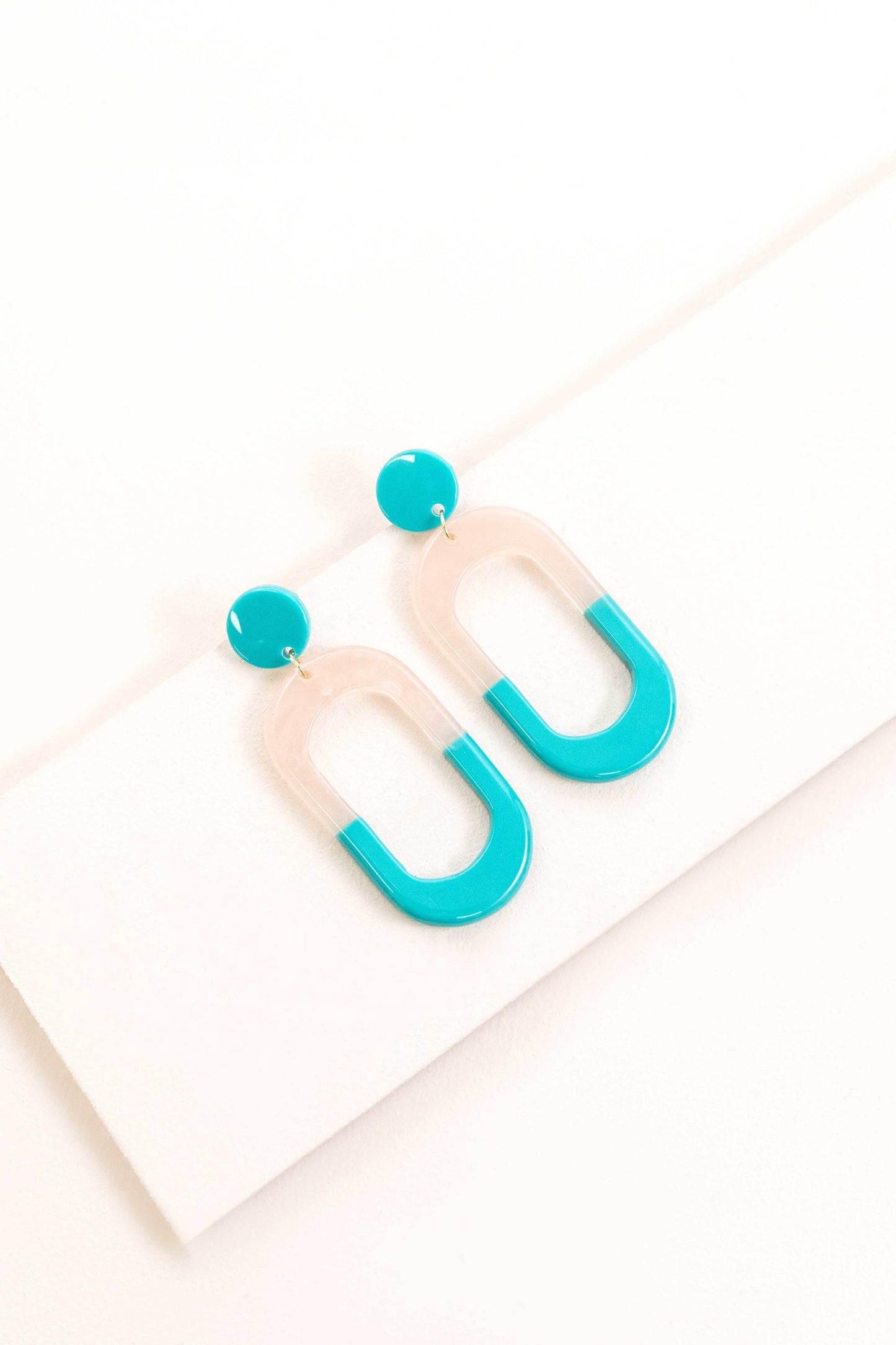 Aoa Resin Hoop Post Earrings | Teal