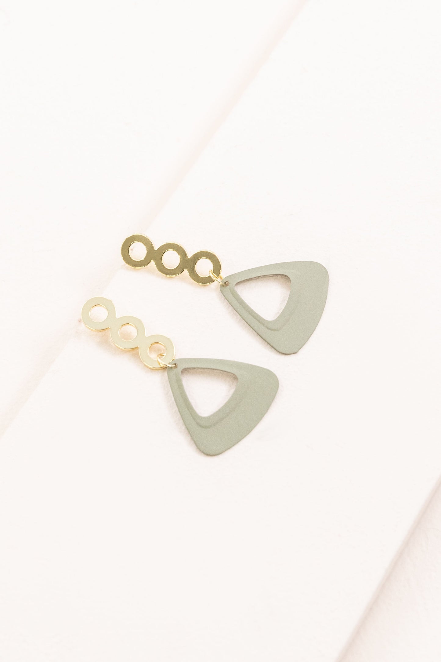 Contempo Triangle Drop Earrings | Sage (14K)
