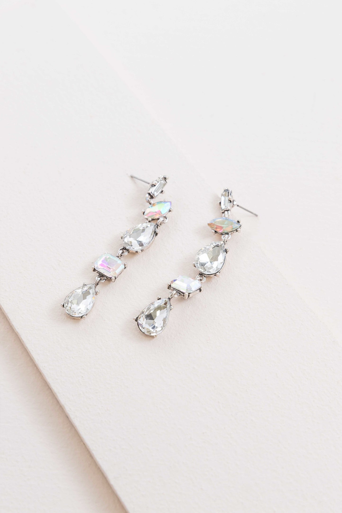 Iridescent Flare Dangle Earrings | Crystal Clear
