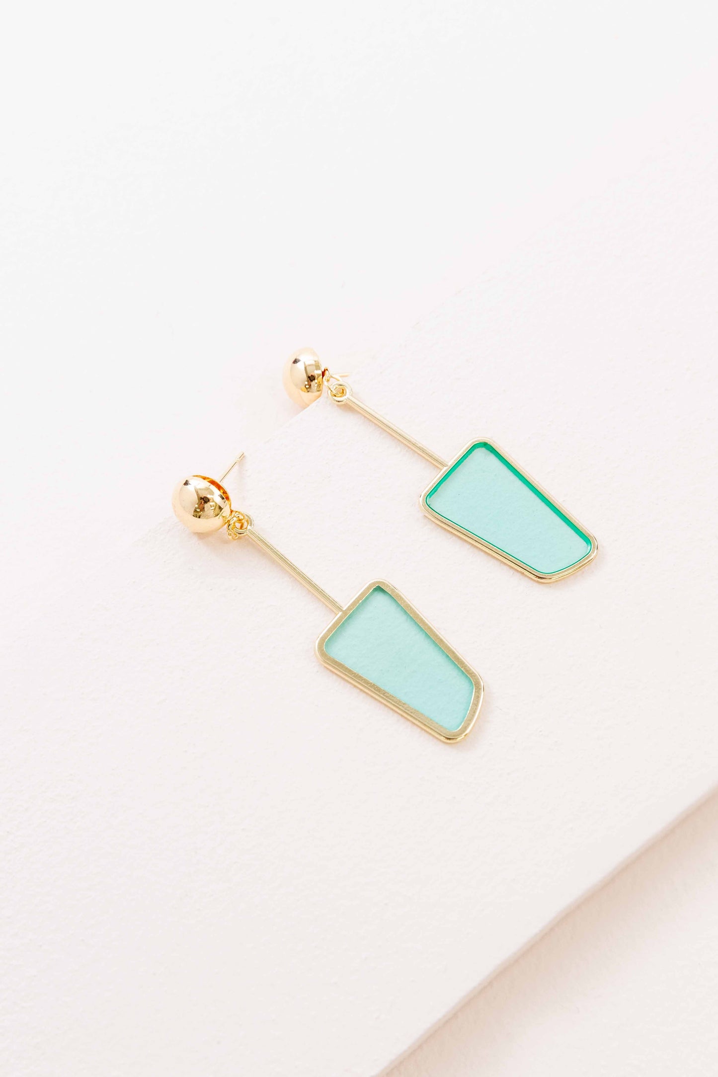 Stained Glass Dangle Earrings (14K) | Turquoise