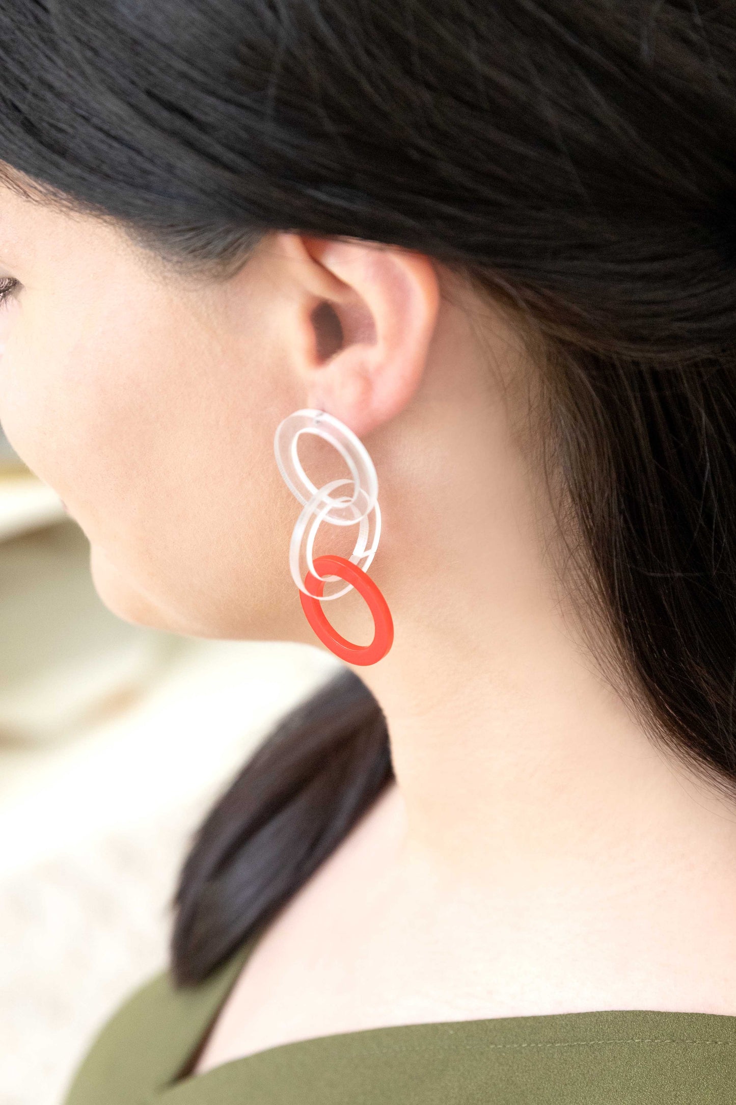 Color Pop Clear Earrings | Roaring Red