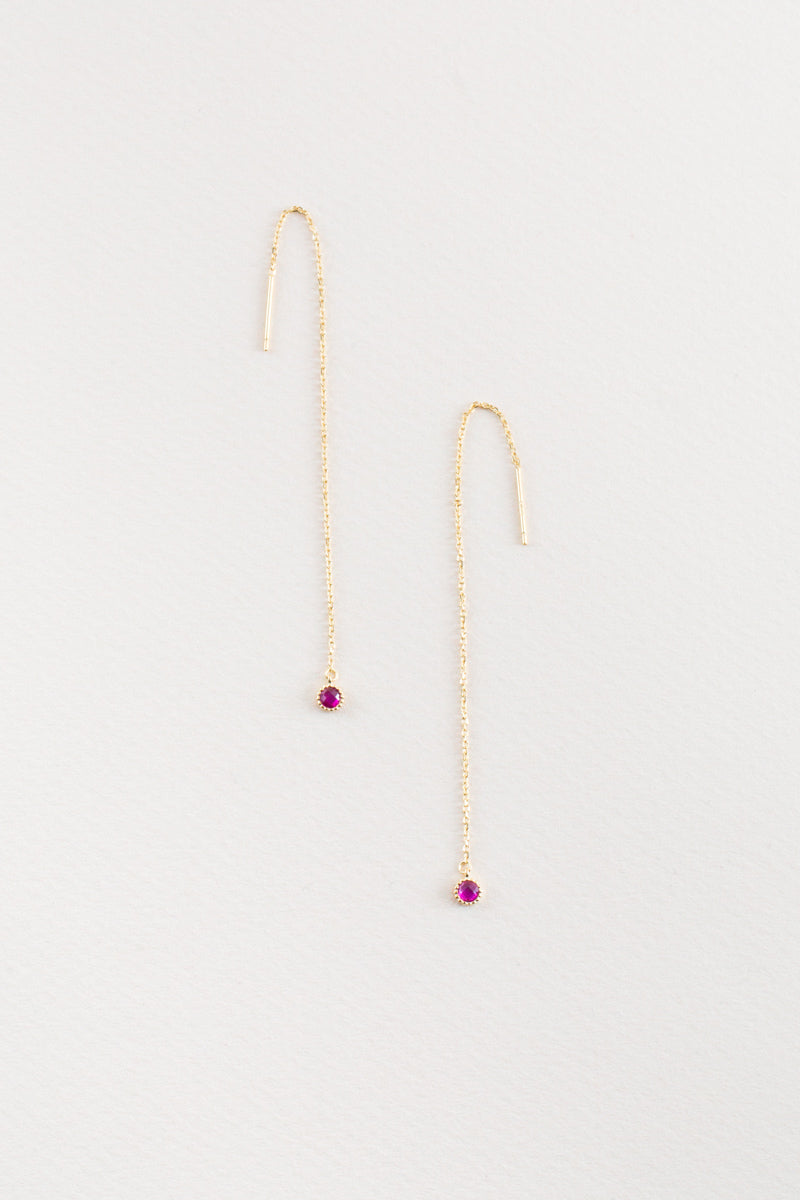 Diadem Threader Earrings | Fuchsia (14K)