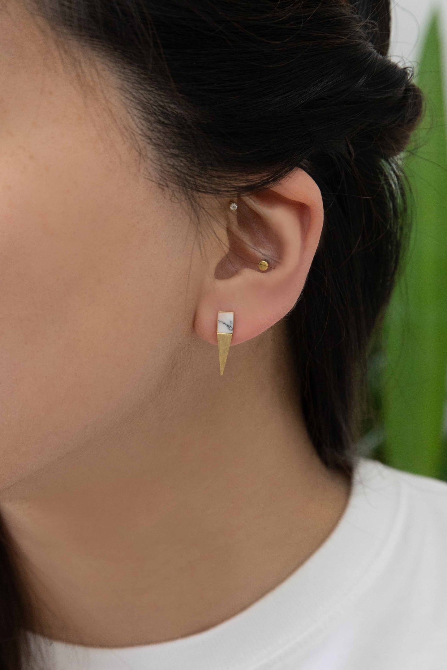 Gold & Stone Point Earrings