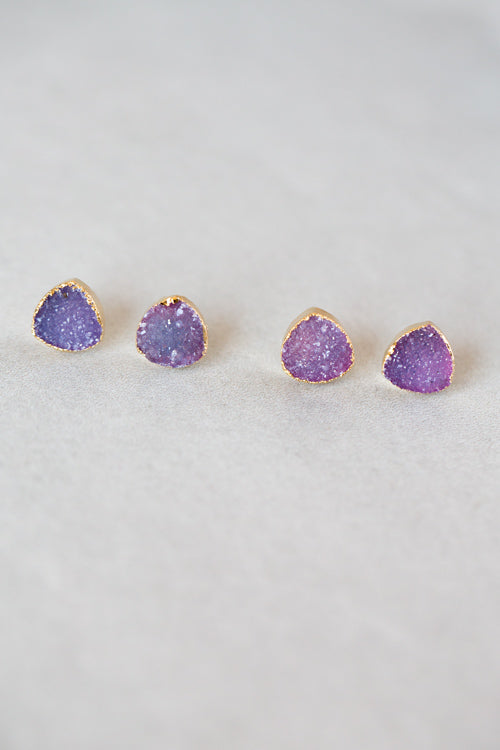 Flat Triangle Galactic Purple Earrings