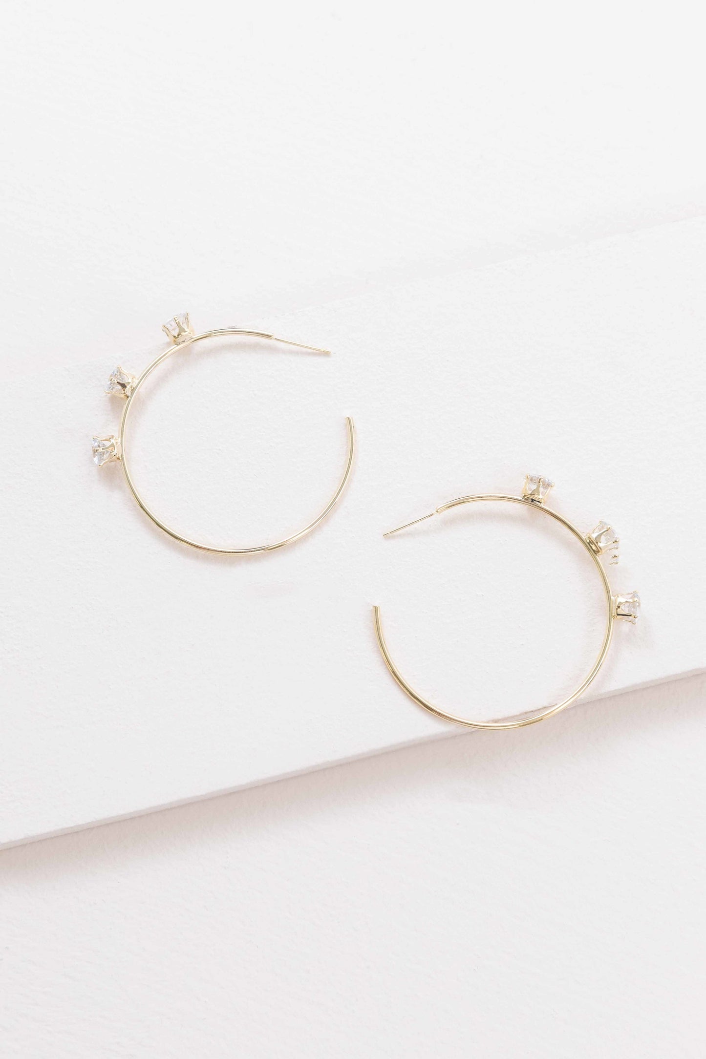 Diamond Studded Hoop Earrings (14K)