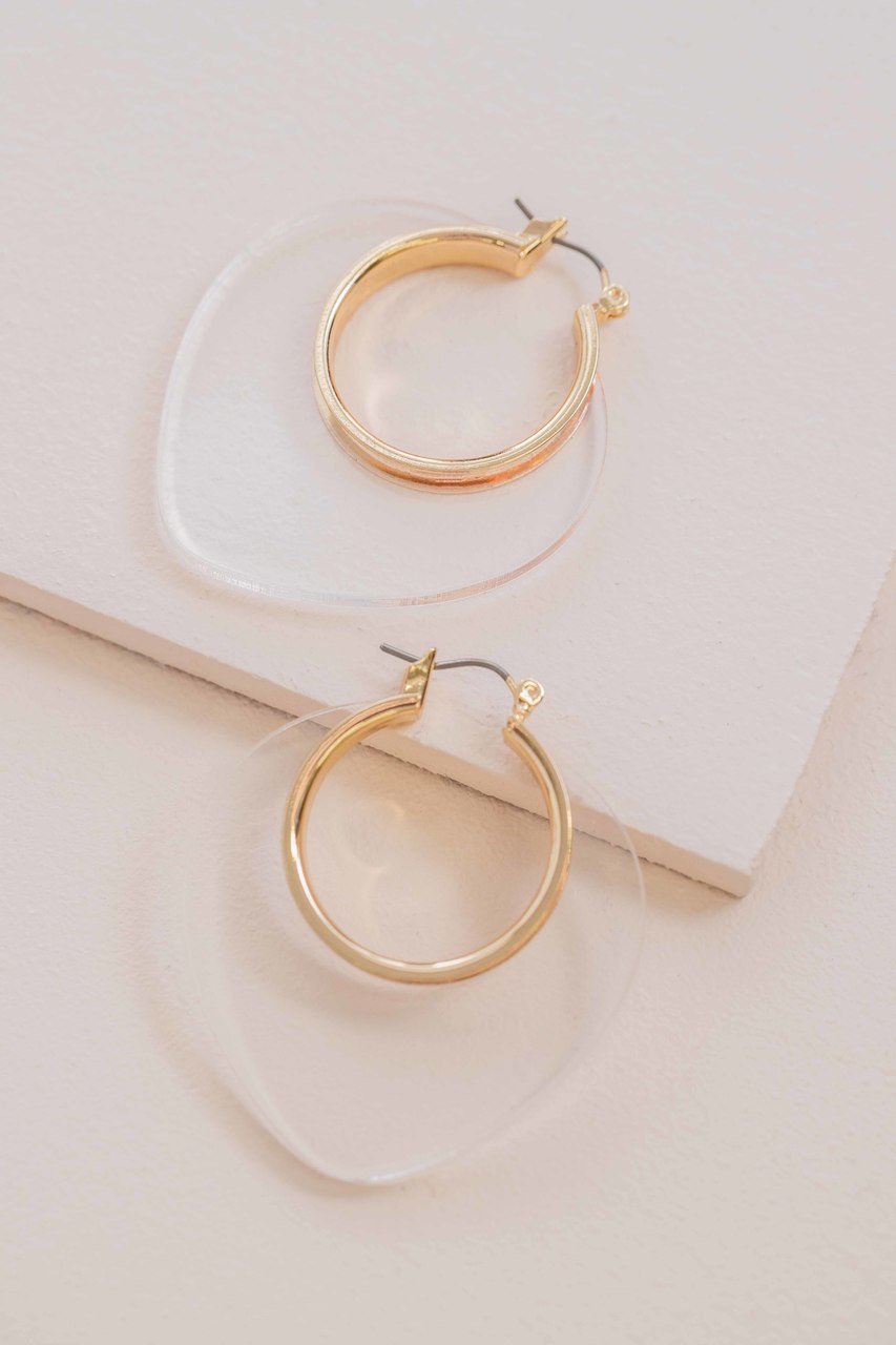 Nature Leaf Hoop Earrings | Clear