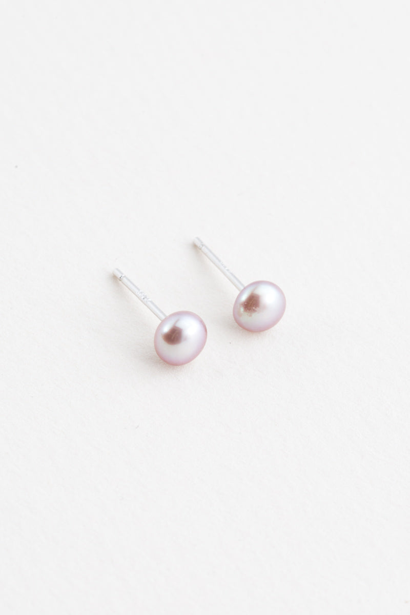 Powder Plum Flat Pearl Earrings