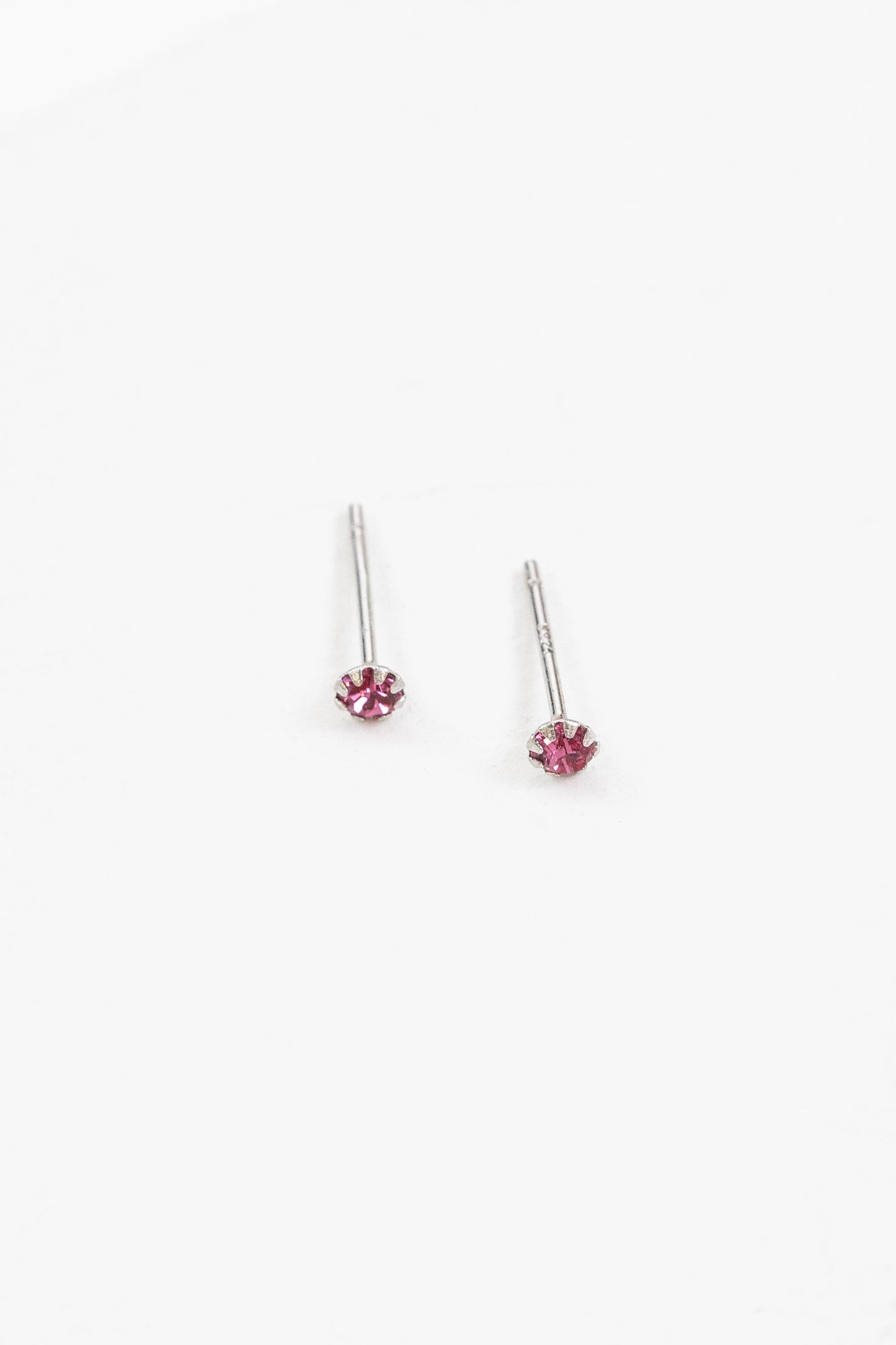 Tiny Gem Stud Earrings | Fuchsia (sterl.)