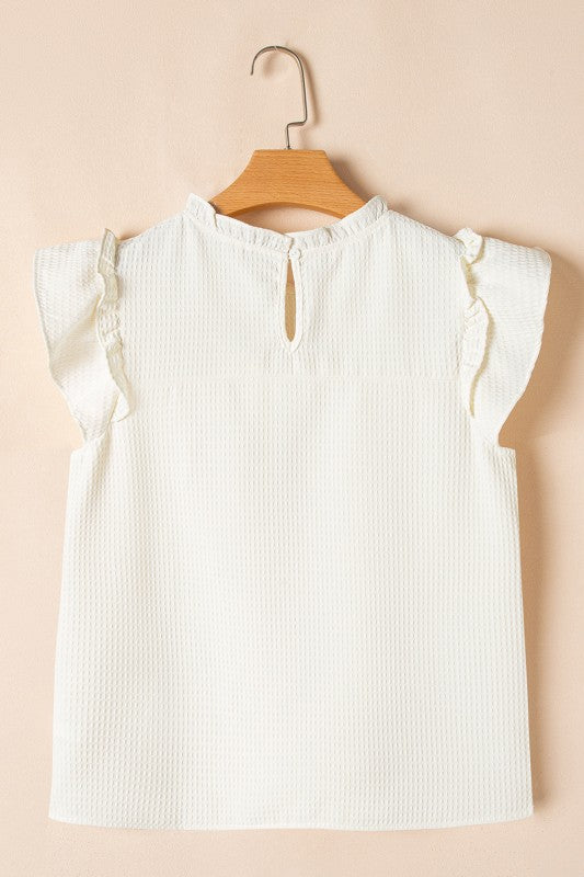 Ava Trim Waffle Knit Blouse