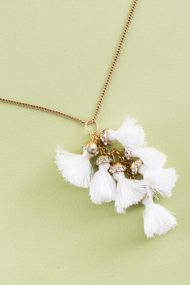Bijou Tassel Necklace | White