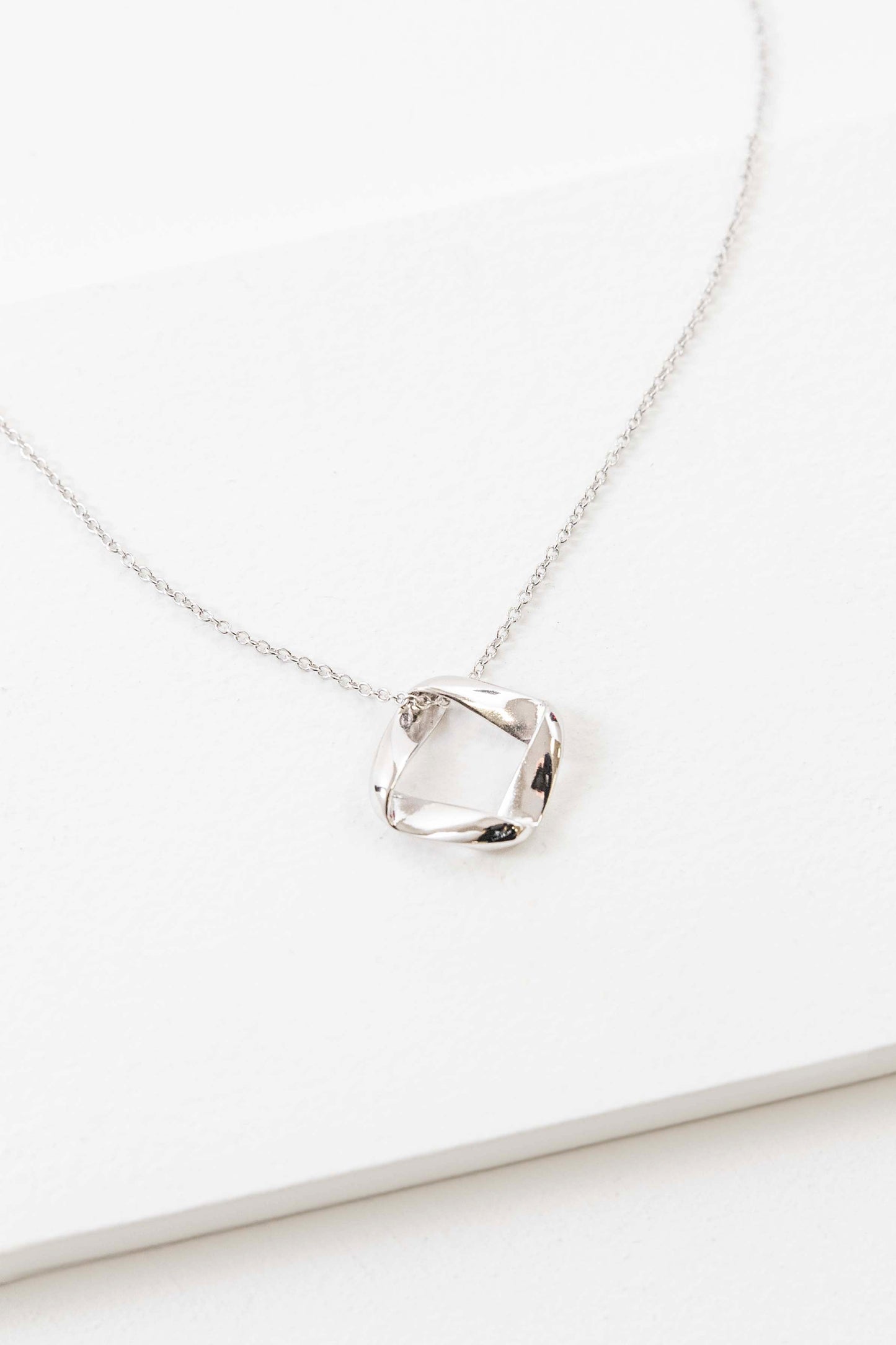 Folded Square Necklace (sterl.)