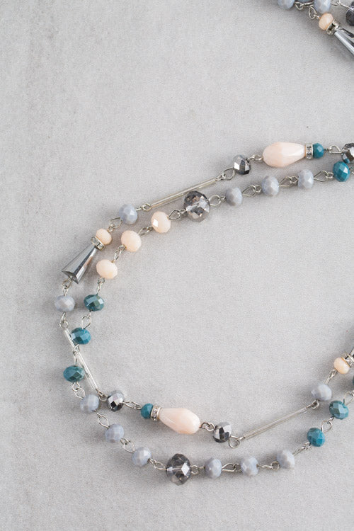 Khiara Beaded Necklace | Steel Blue