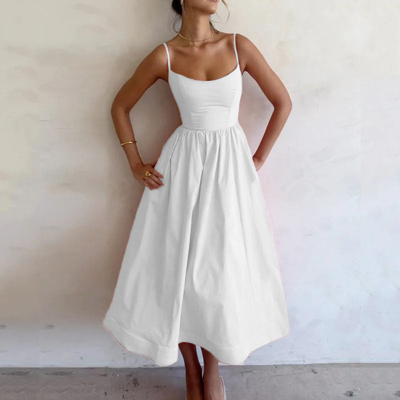 ๐ธ Women's Solid Color Printing Fresh Sweet Suspender Dress