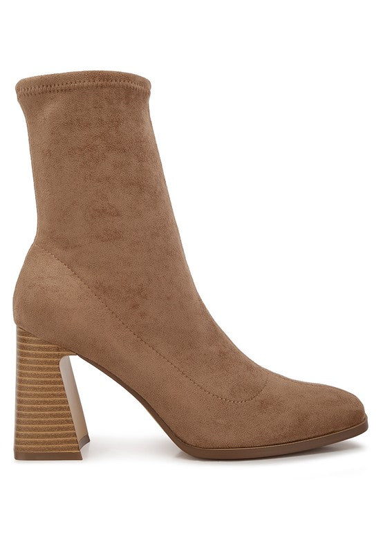 Aandid High Ankle Flared Block Heel Boots