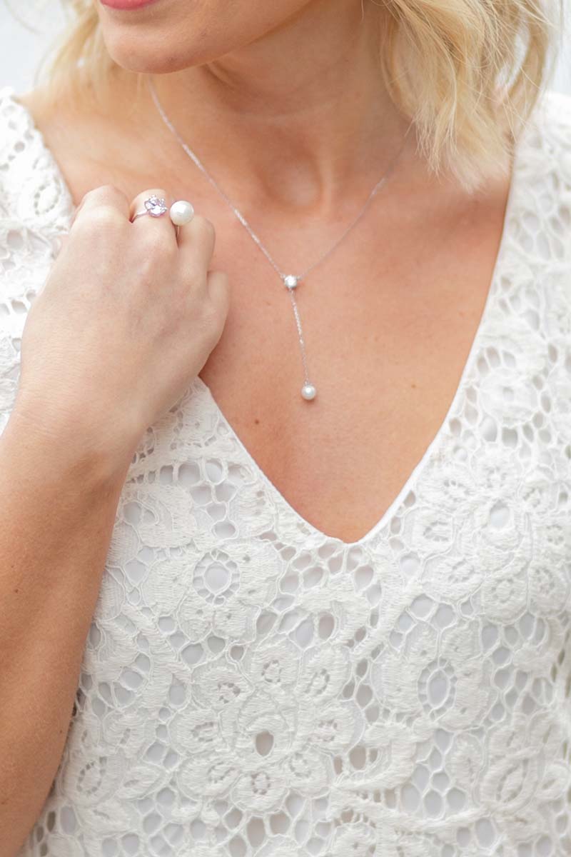 Lux Pearl Stone Ring | Silver (14K)