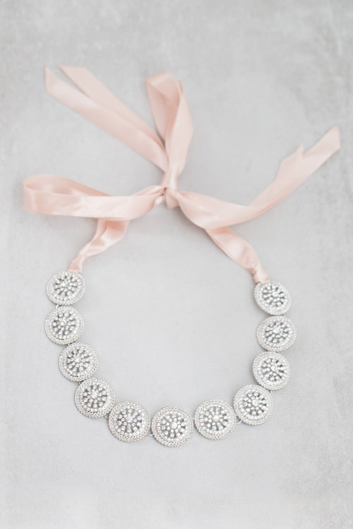 Round Crystal Headpiece (no comb)