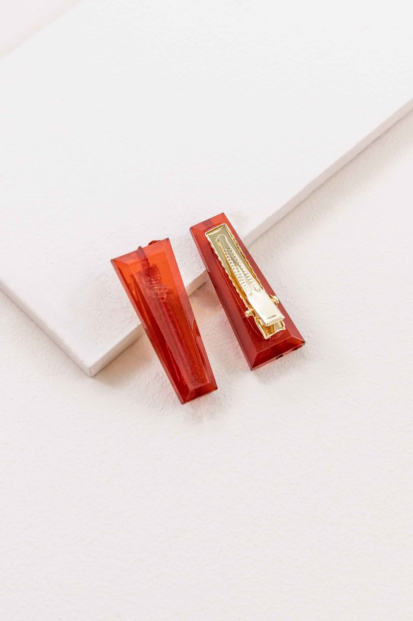 Refined Marble Hair Clip | Deep Red