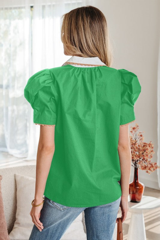 Eileen Collar Short Sleeve Blouse