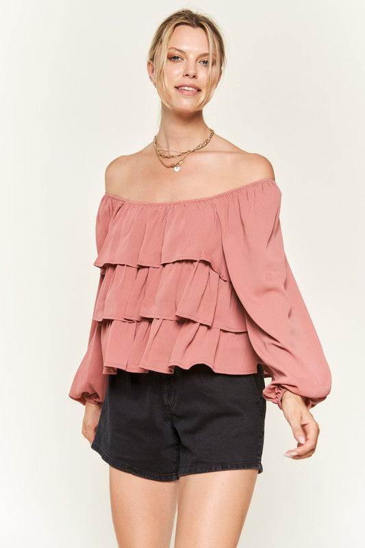 Tiered Flounce Designed Blouse Jjt5023 | Modern Boutique Fashion