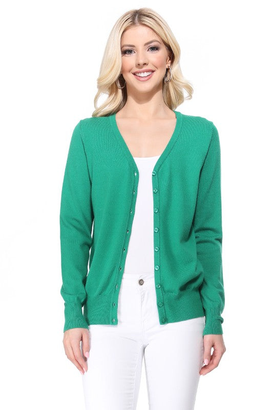 Women'S V-Neck Button Down Knit Cardigan Sweater | Modern Boutique Fashion
