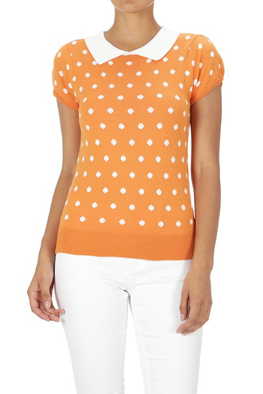Puffed Cap Sleeve Polka Dot Jacquard Sweater | Modern Boutique Fashion