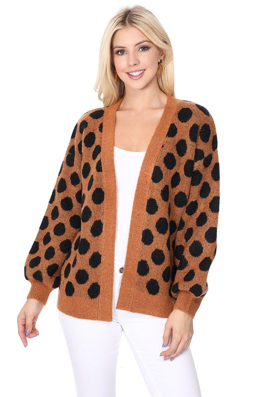 Polka Dot Jacquard Sweater Shrug Cardigan | Modern Boutique Fashion