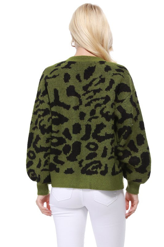 Leopard Jacquard Open Front Shrug Cardigan | Modern Boutique Fashion