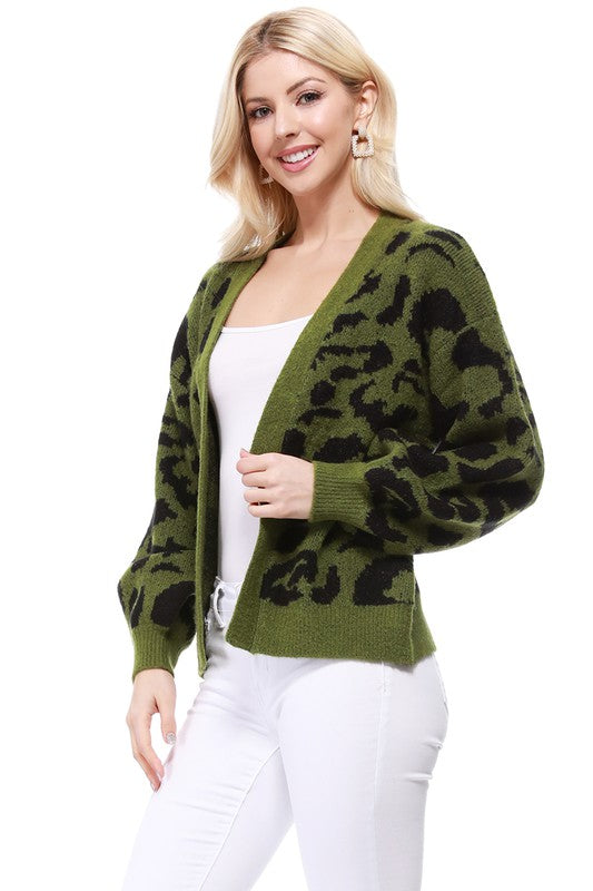 Leopard Jacquard Open Front Shrug Cardigan | Modern Boutique Fashion