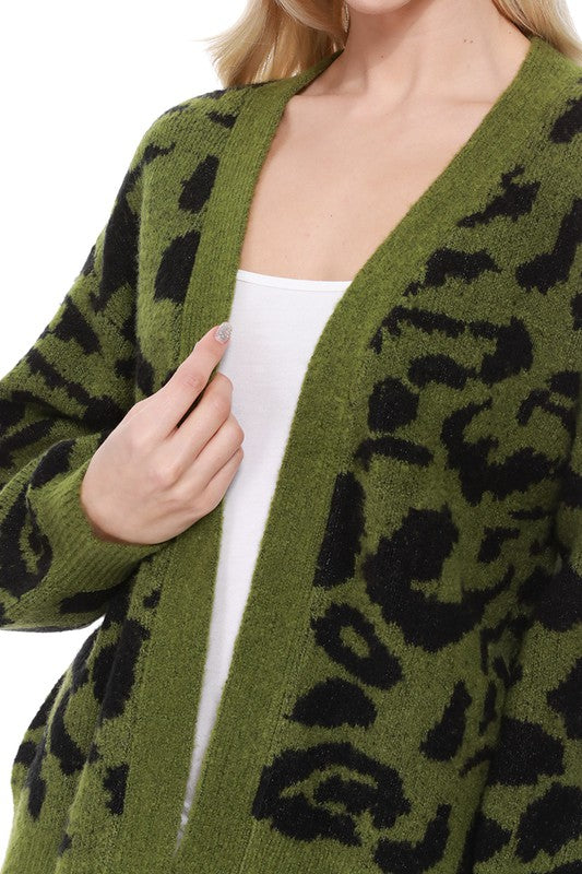 Leopard Jacquard Open Front Shrug Cardigan | Modern Boutique Fashion