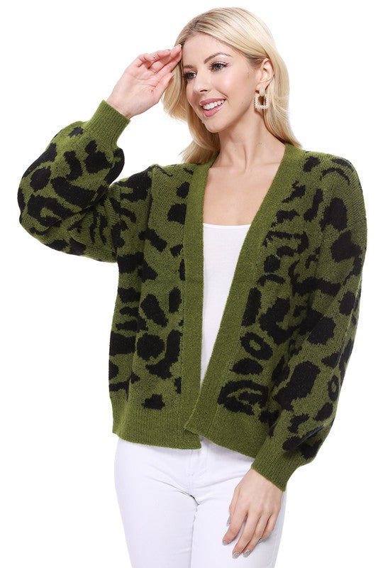 Leopard Jacquard Open Front Shrug Cardigan | Modern Boutique Fashion