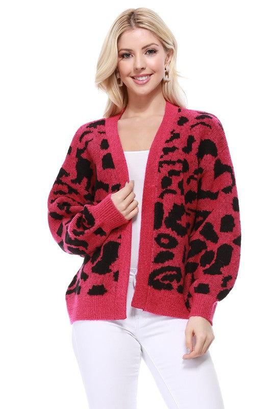 Leopard Jacquard Open Front Shrug Cardigan | Modern Boutique Fashion