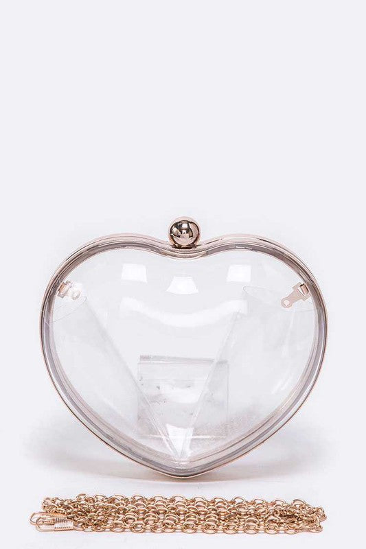 Clear Acrylic Puff Heart Convertible Clutch | Modern Boutique Fashion