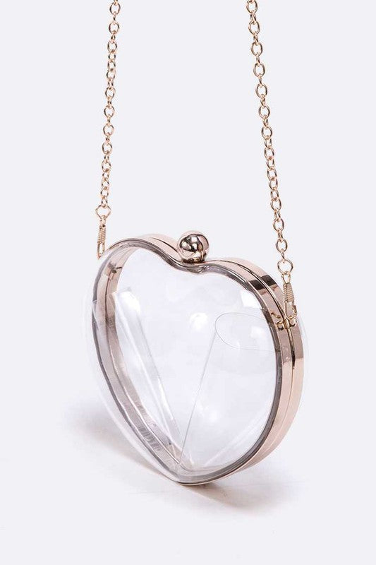 Clear Acrylic Puff Heart Convertible Clutch | Modern Boutique Fashion