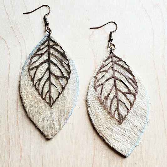 Oval Earrings In Blond Hair W/ Copper Feather | Modern Boutique Fashion