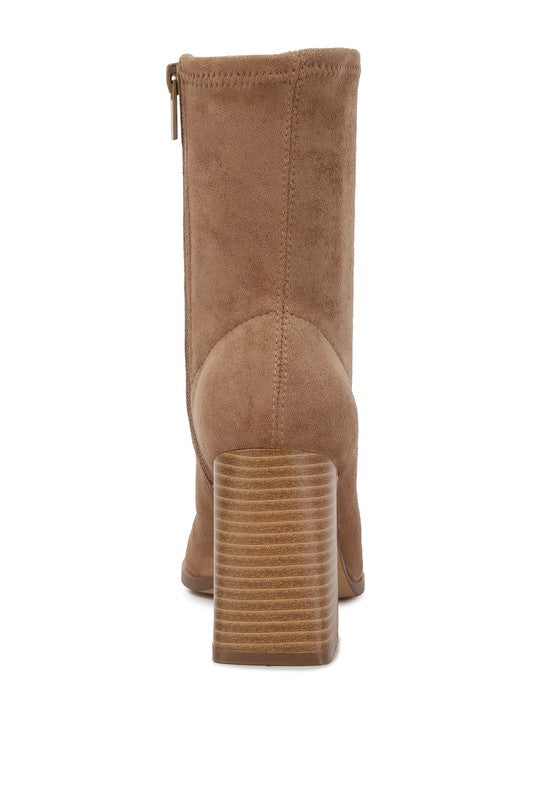 Aandid High Ankle Flared Block Heel Boots