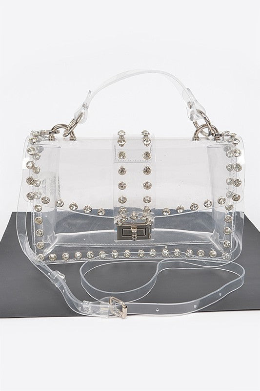 Crystal Accent Clear Crossbody Swing Bag | Modern Boutique Fashion