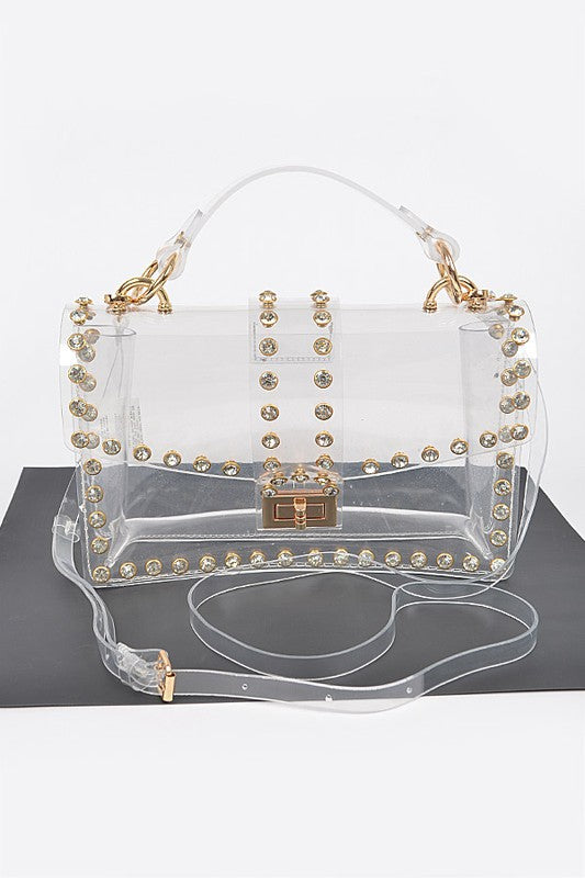 Crystal Accent Clear Crossbody Swing Stadium Bag