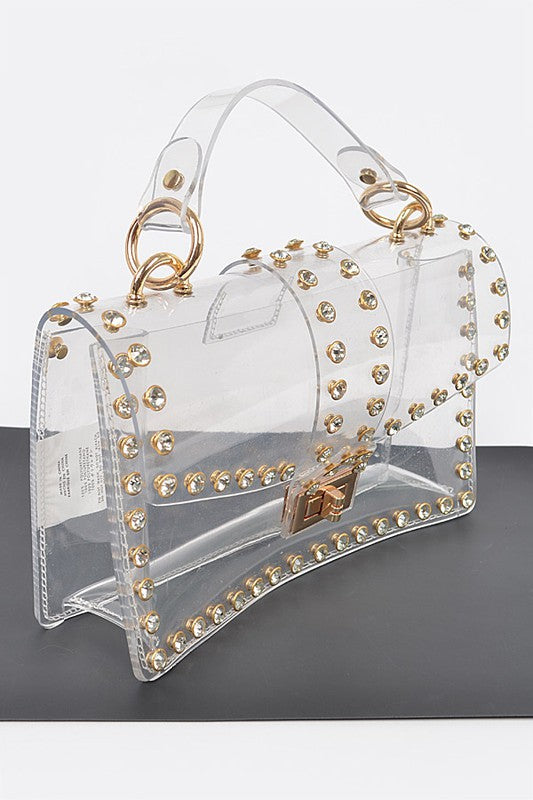 Crystal Accent Clear Crossbody Swing Bag | Modern Boutique Fashion