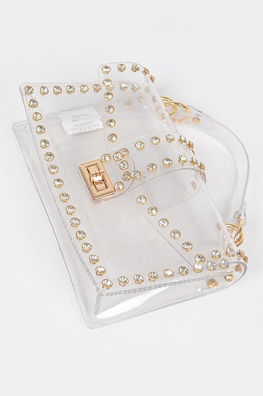 Crystal Accent Clear Crossbody Swing Bag | Modern Boutique Fashion