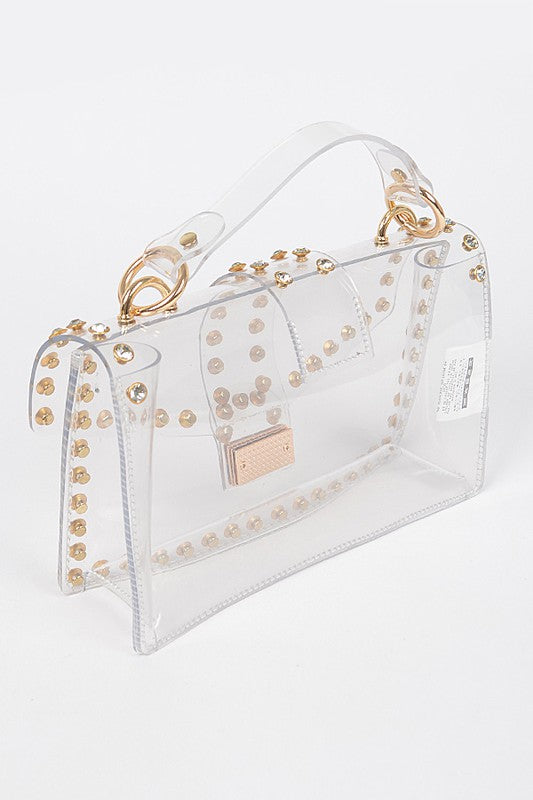Crystal Accent Clear Crossbody Swing Bag | Modern Boutique Fashion