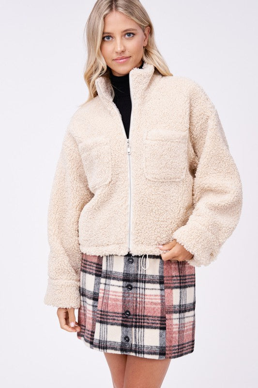 Sherpa Jacket With Front Pockets | Modern Boutique Fashion