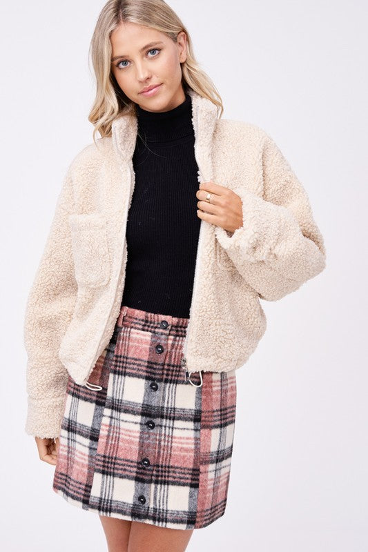 Sherpa Jacket With Front Pockets | Modern Boutique Fashion