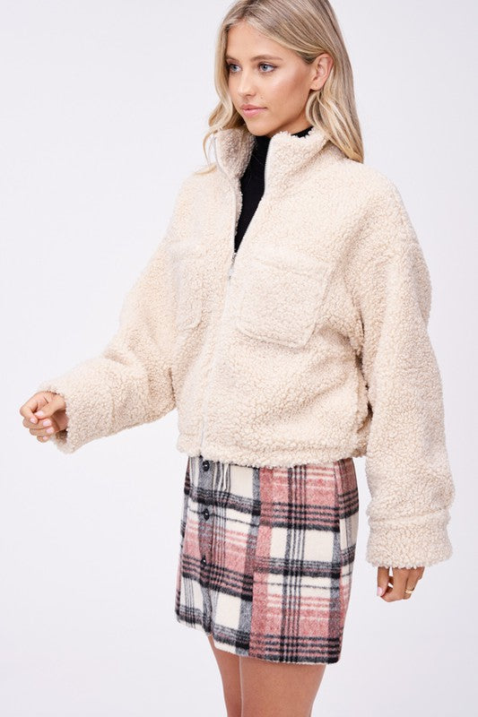 Sherpa Jacket With Front Pockets | Modern Boutique Fashion